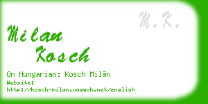 milan kosch business card